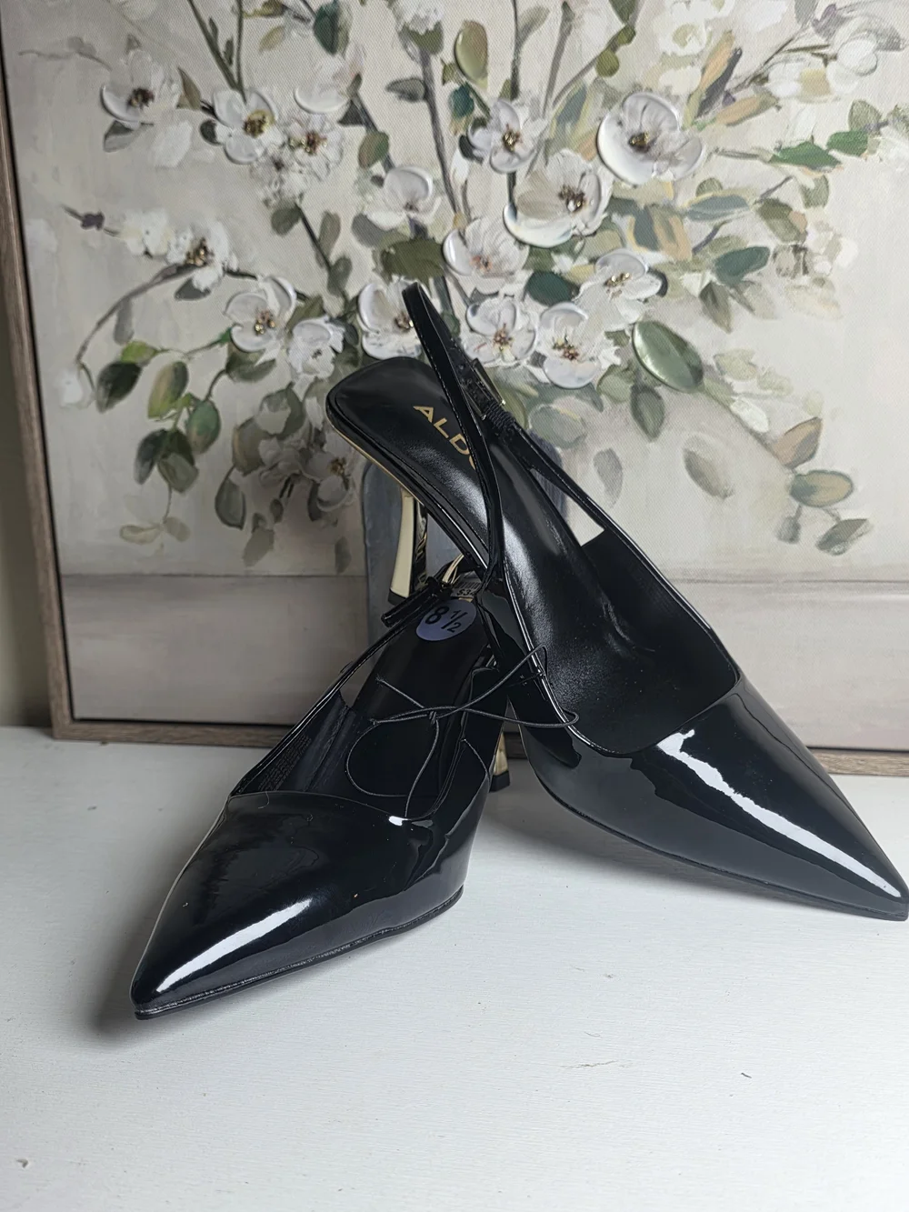 ALDO Black Patent Pointed-Toe Slingback Pumps